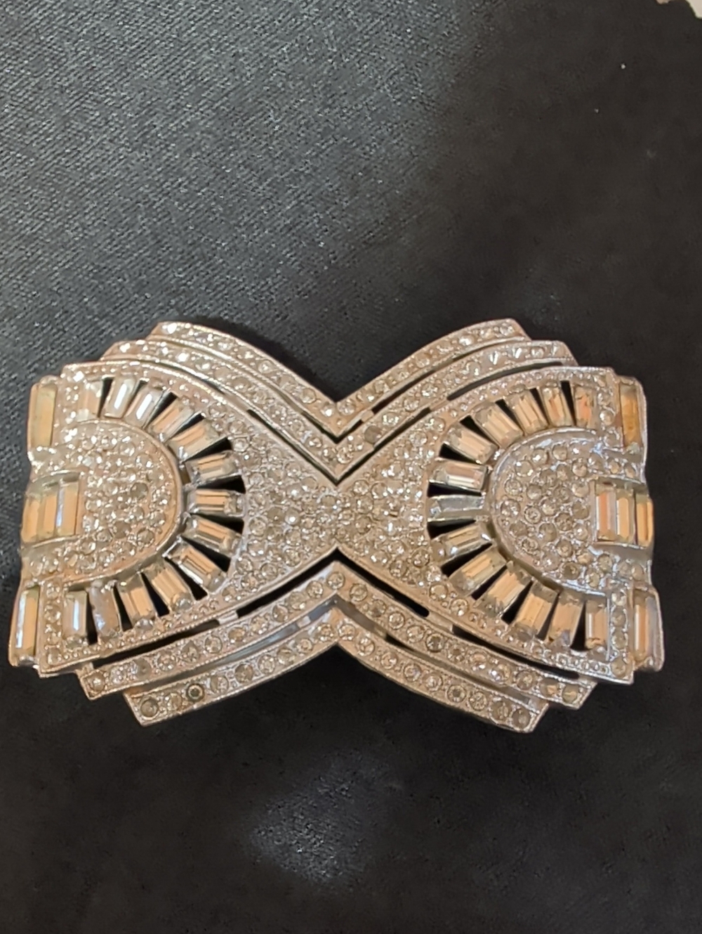 Vintage 1931 Art Deco Coro Duette Rhinestone Brooch Dress Clips - As Is